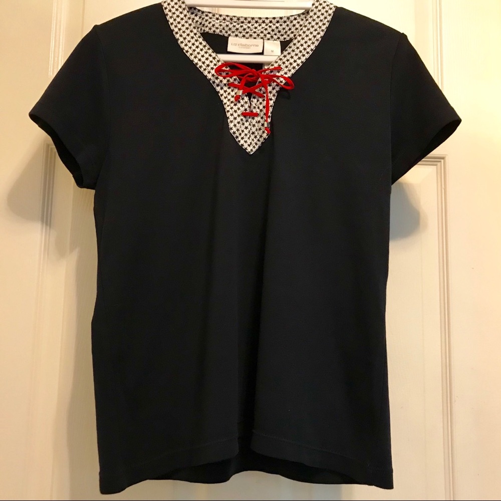Liz Claiborne-LizSport V Neck Tie Top. Size M